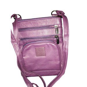 Steeltime Unisex Super Soft Deep Purple Leather Crossbody Bag with Serenity Pray
